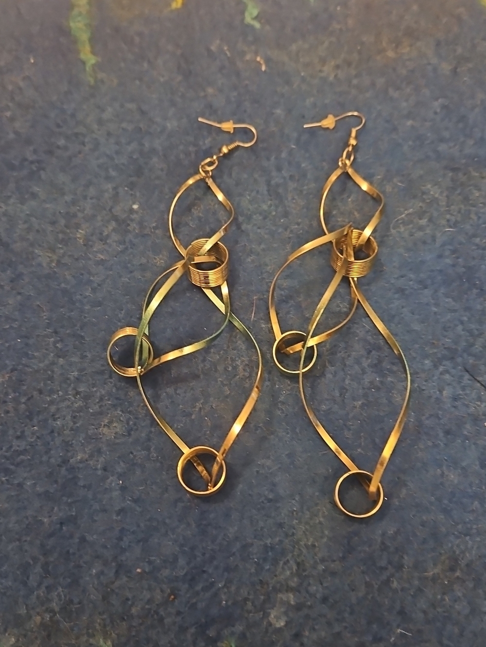 5 For $15 Silver / Blue Twisted Loop Dangle Earrings